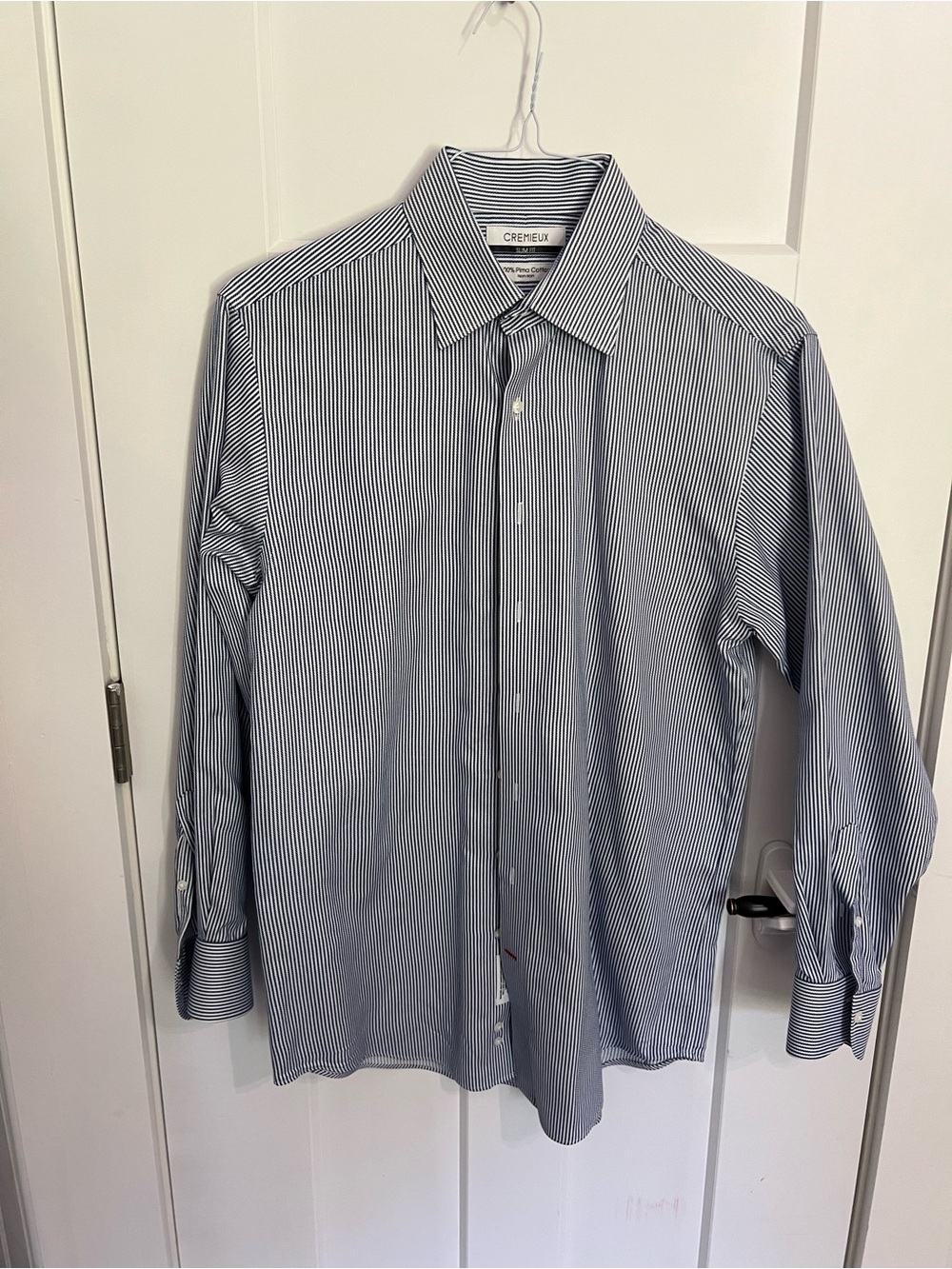 Daniel Cremieux Men's Navy and White Pinstripe Dress Shirt
